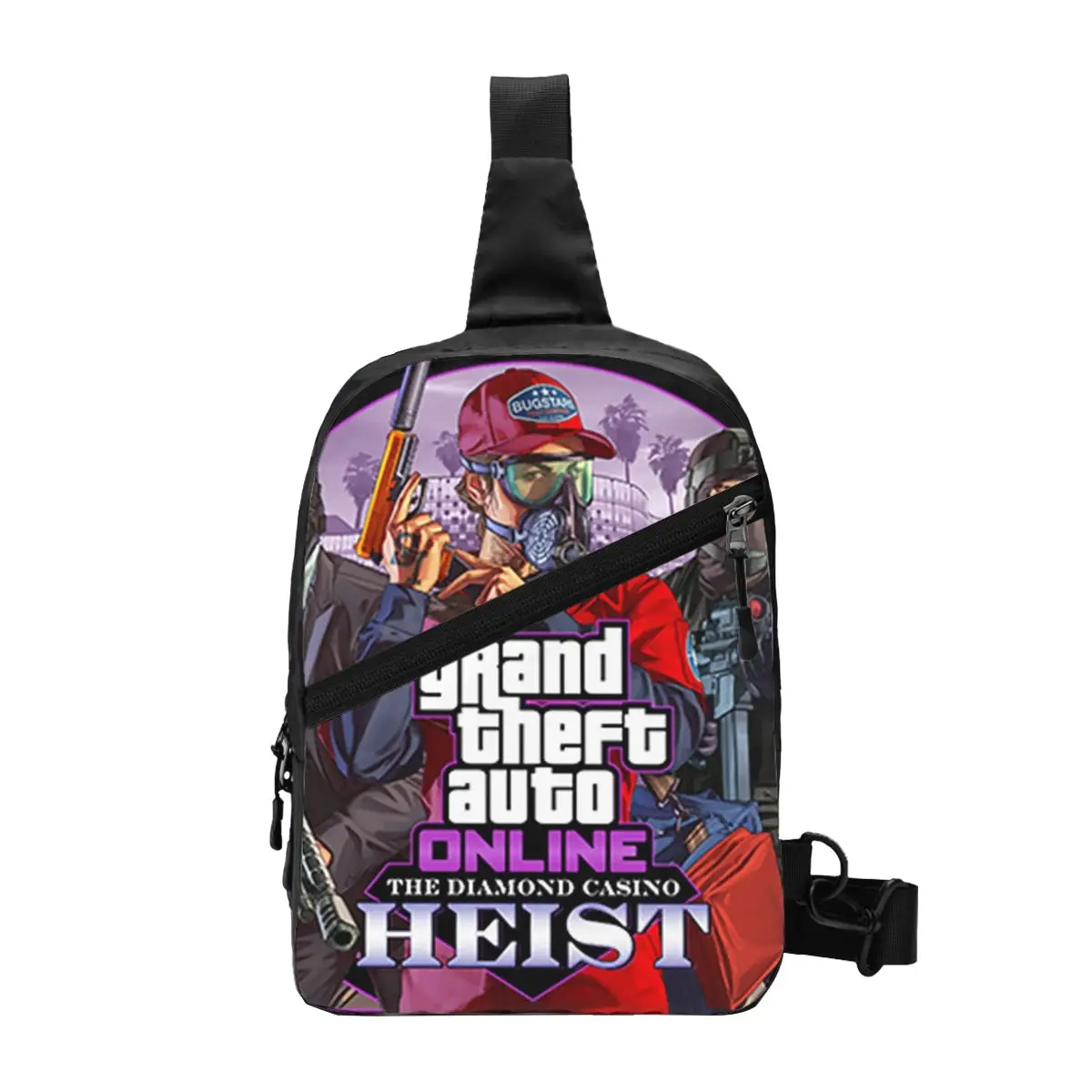 

GTA Online The Casino Heist Sling Crossbody Chest Bag Men Fashion Grand Theft Auto Shoulder Backpack for Camping Biking