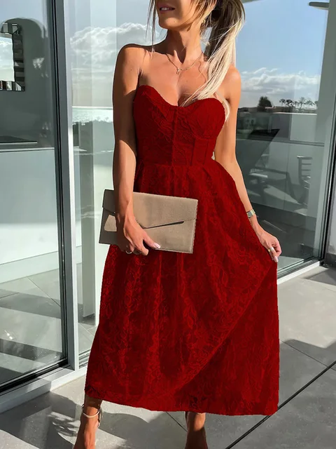 Women Strapless Sleeveless Solid Elegant Party Dress Summer Holiday Casual Backless Ladies Maxi Dresses Sweet Streetwear Vestido 6