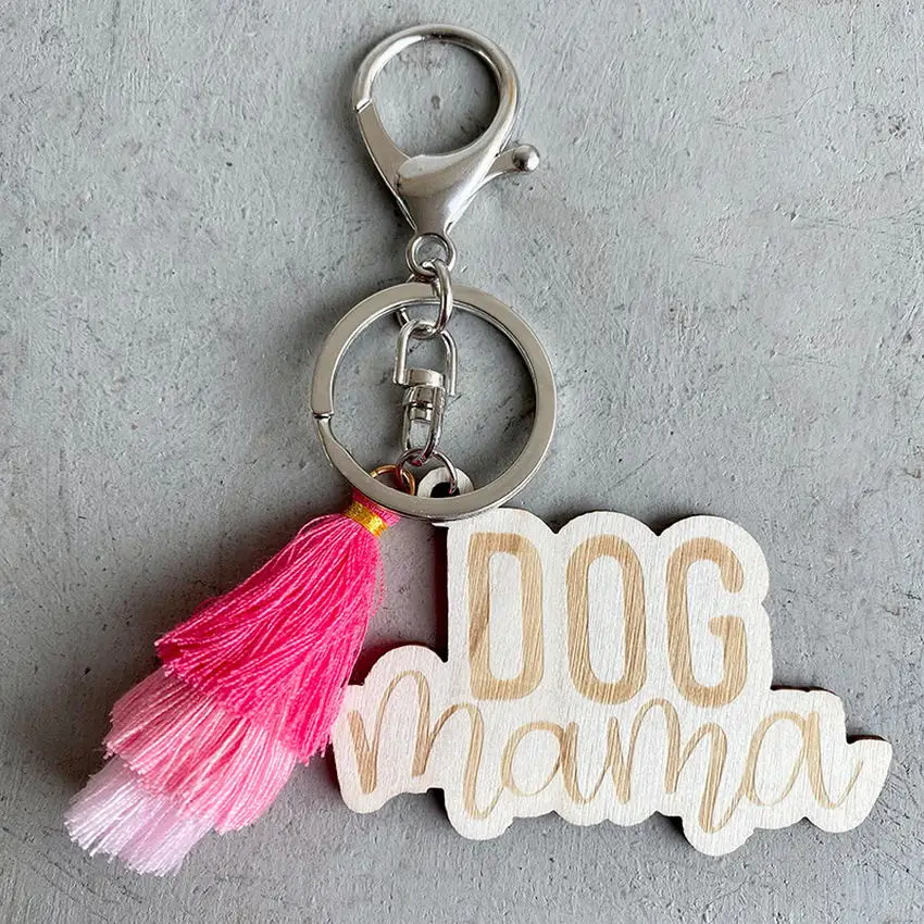 Женский брелок для ключей Dog MAMA трехслойный с кисточками из хлопка в несколько