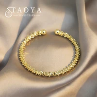 2022 new classic simple copper alloy gold colour jewelry bracelets korean fashion accessories girls unusual bracelets for woman