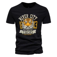 2022 summer new tiger head print pattern mens short sleeved t shirt round neck cotton casual t shirts