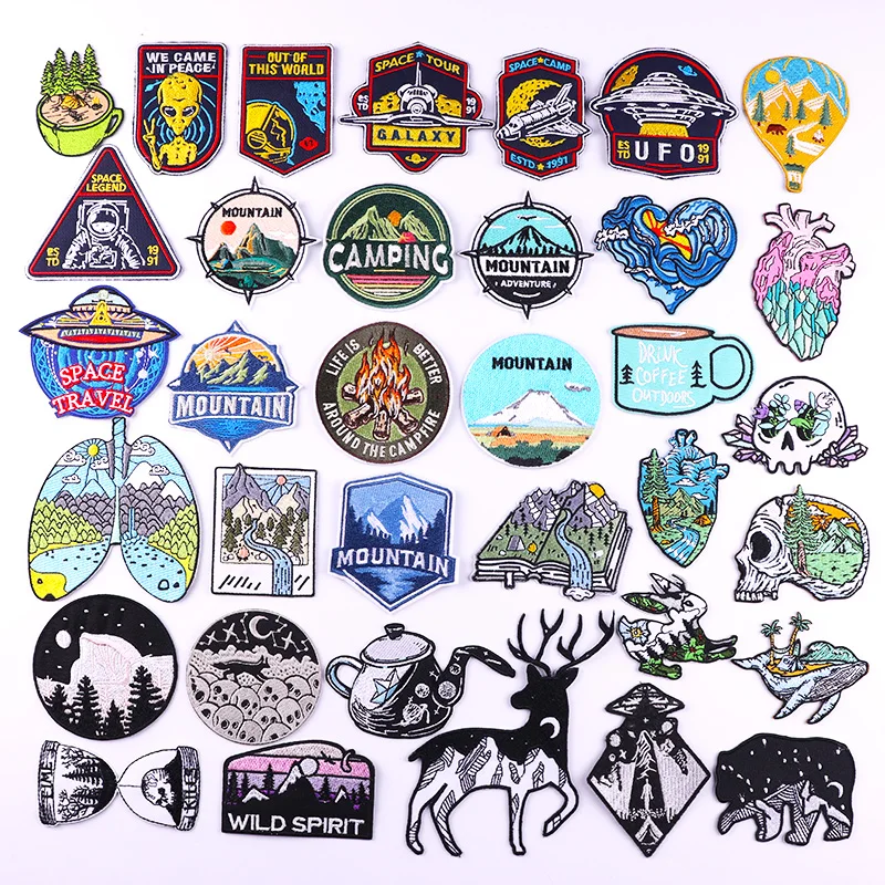 

Mountain Camping Embroidery Patch Iron On Patches For Clothing Thermoadhesive Patches On Clothes Outdoor Adventure Patch Badges