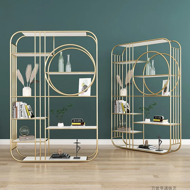 

Bookshelf drop subway art metal light luxury shelf living room sofa next to the golden nail cosmetics display rack