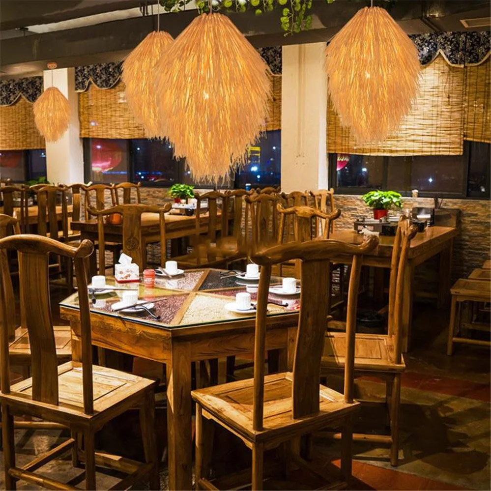 

Japanese pastoral style handmade rattan art chandelier restaurant chandelier retro led chandelier decorative lighting