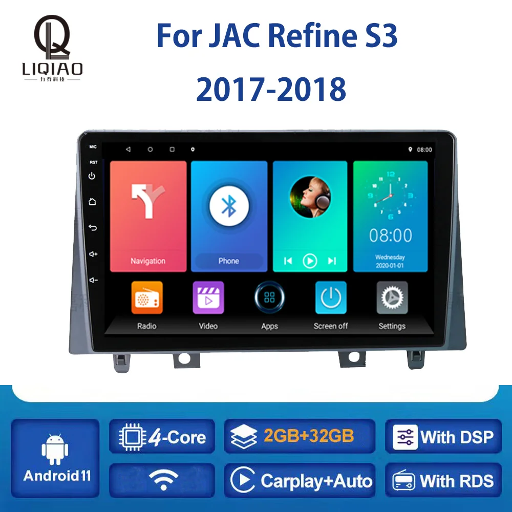 

LIQIAO Car Radio For JAC Refine S3 2017-2018 Carplay Multimidia Video Player Navigation GPS Auto OBD Rear View Camera Bluetooth