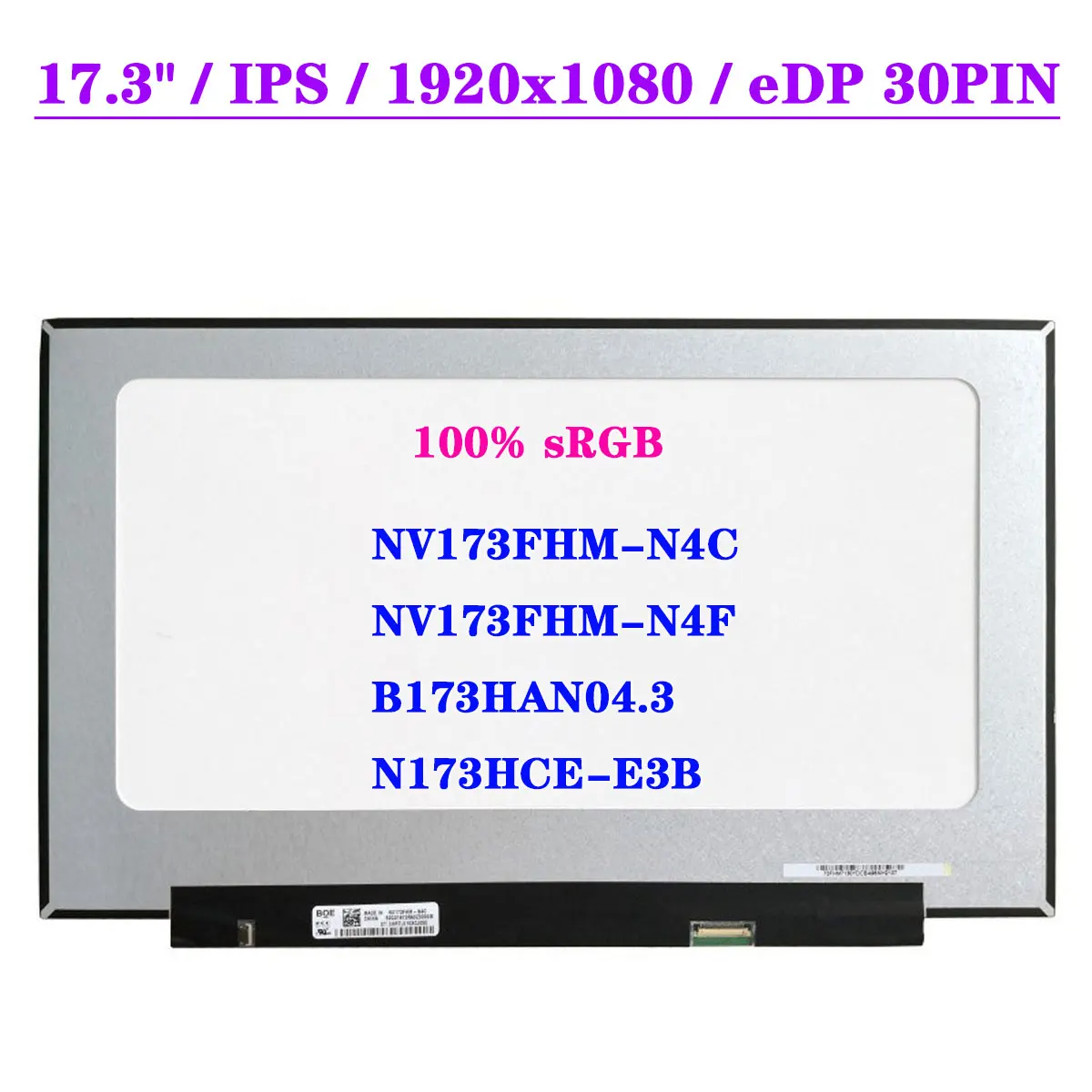 17 3-дюймовый ЖК-экран для ноутбука NV173FHM-N4C подходит NV173FHM-N4F B173HAN04.3 N173HCE-E3B IPS 100% sRGB