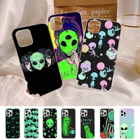 aesthetics cute cartoon alien space phone case for iphone 11 12 13 mini pro max 8 7 6 6s plus x 5 se 2020 xr xs case shell