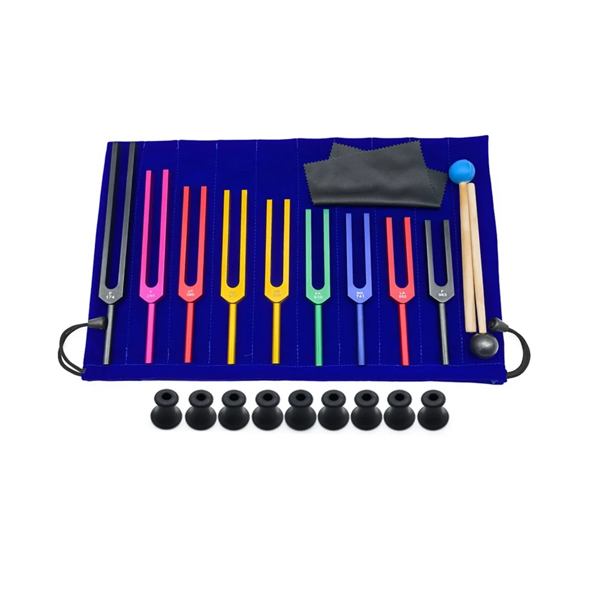 

9 штук красочных вилок для настройки Solfeggio из алюминиевого сплава, вилки для настройки для терапии, черные для голосовой терапии