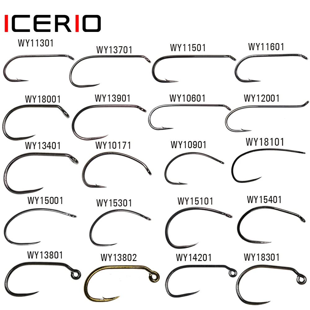 

ICERIO Barbed Fly Tying Hooks Barbless 60 Degree Jig Nymph Hook Streamer Wet Dry Flies Hooks Trout Fly Fishing Hook Tackle