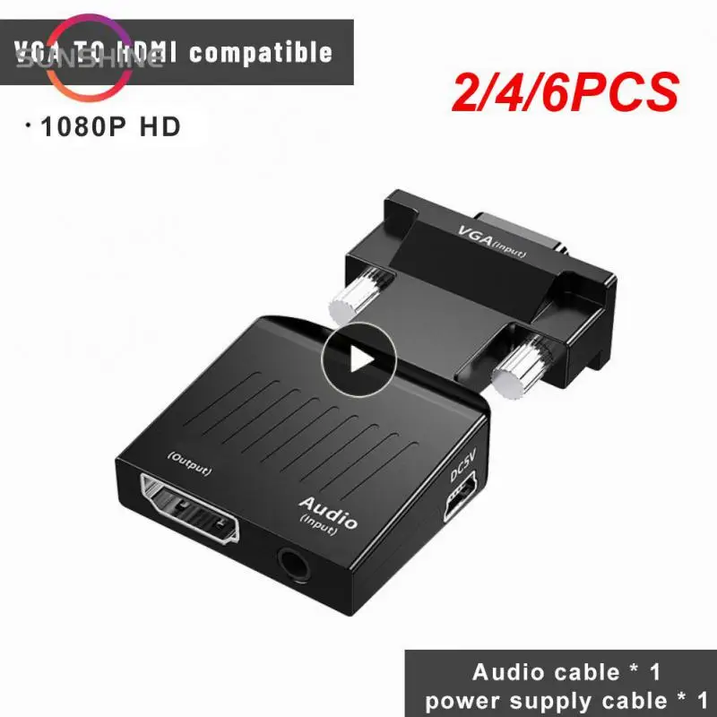 

2/4/6PCS For Pc Laptop Adapter Converter 1080p HDMI-compatible Video Audio Converter HDMI-compatible To Vga Adapter 1080p Hd
