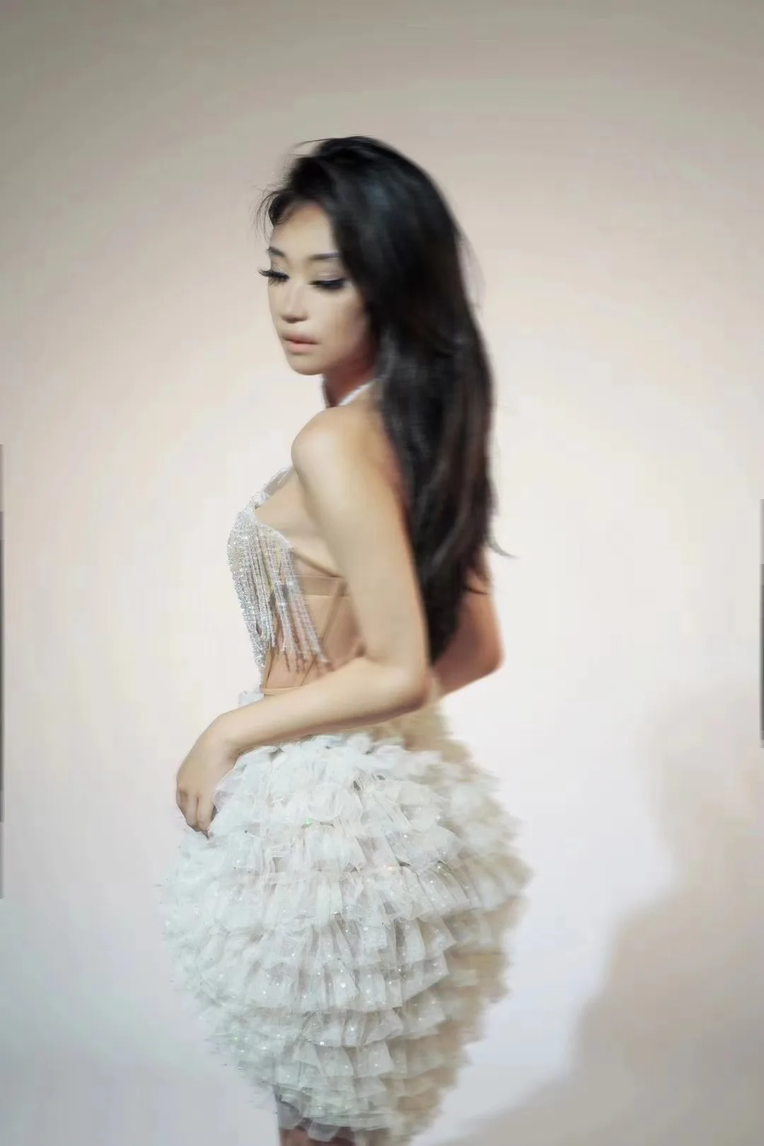 Autumn Halterneck White Tassel Fairy Luxury Tutu Skirt Birthday Party Accessible Dress Electronic Music Festival Female S