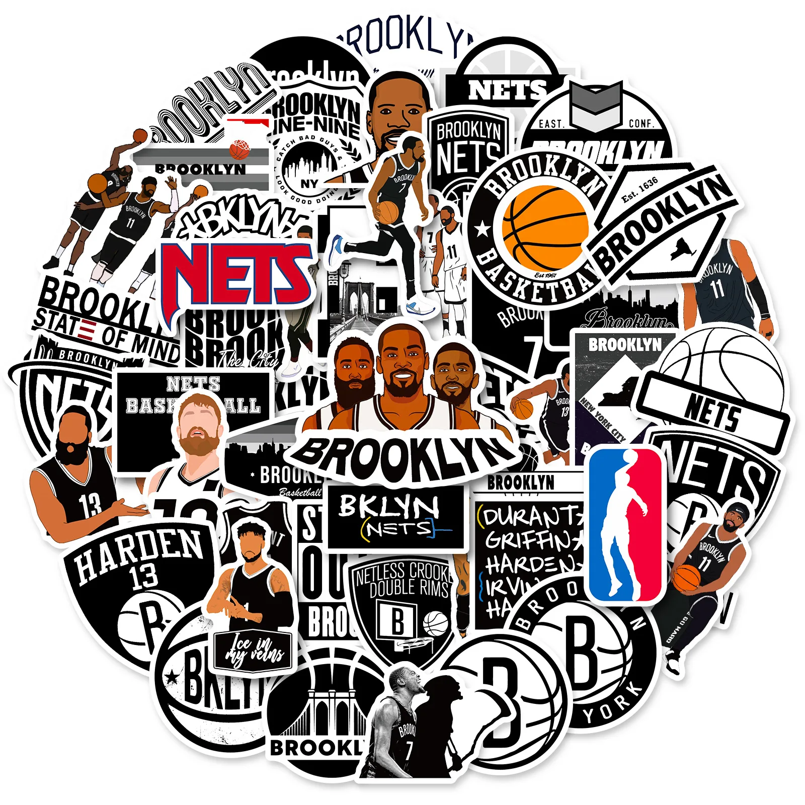 

10/30/50pcs NBA-Nets Stickers Basketball Star Cartoon Character Trolley Case Graffiti Dormitory Stickers