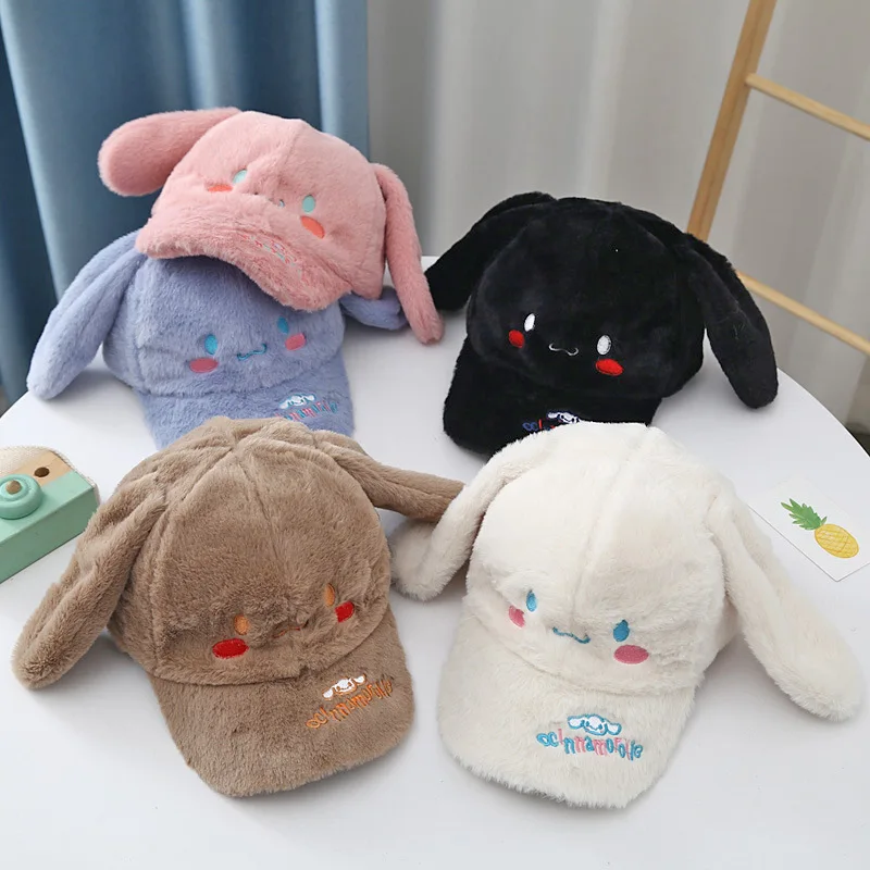 

Sanrio Cinnamoroll Children's Plush Cap Kawaii Cartoon Autumn and Winter Thickened Plush Duck Tongue Cap Baby Warm Baseball Cap