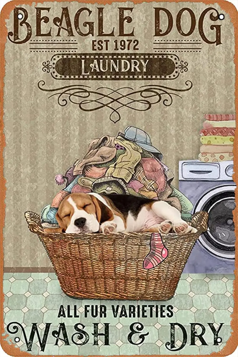 Pzecaru Ретро металлический жестяной знак Бигль собака плакат для стирки винтажный