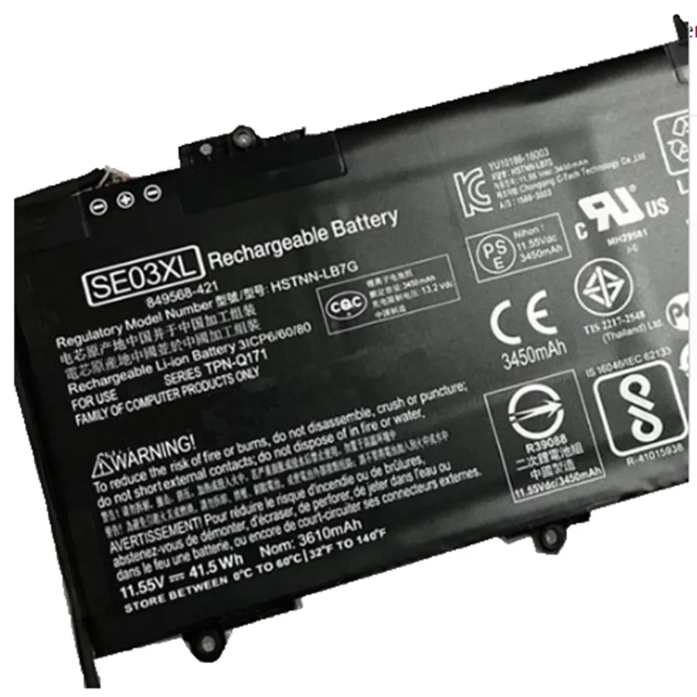 11.55V 41.5wh SE03XL Original HSTNN-LB7G HSTNN-UB6Z Laptop Battery For HP Pavilion PC 14 TPN-Q171 849568-541 849908-850
