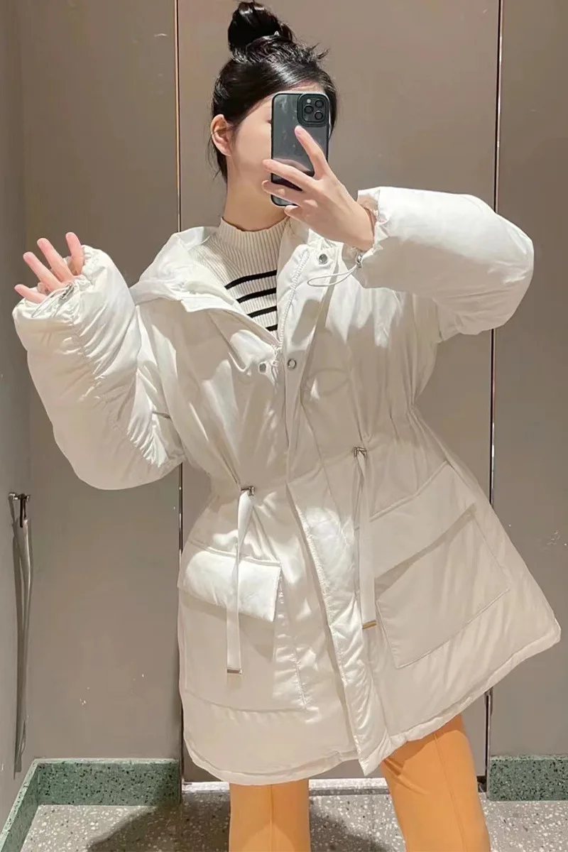 Куртка-пуховик Kuzuwata женская с капюшоном однотонная однобортная парка длинным