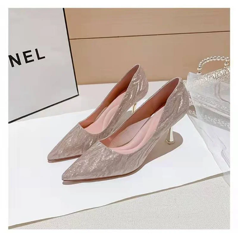 2023 new style Woman Rhinestone Heeled Sandals Pointed Slingback Sandal Fashion Party Pumps 2023 Women Sexy Crystal High Heels