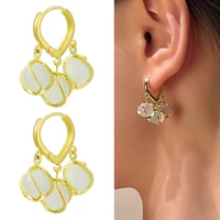 2022 fashion light luxury round bead opal ear buckle new lily of the valley fringe earrings womens smart temperament eardrop