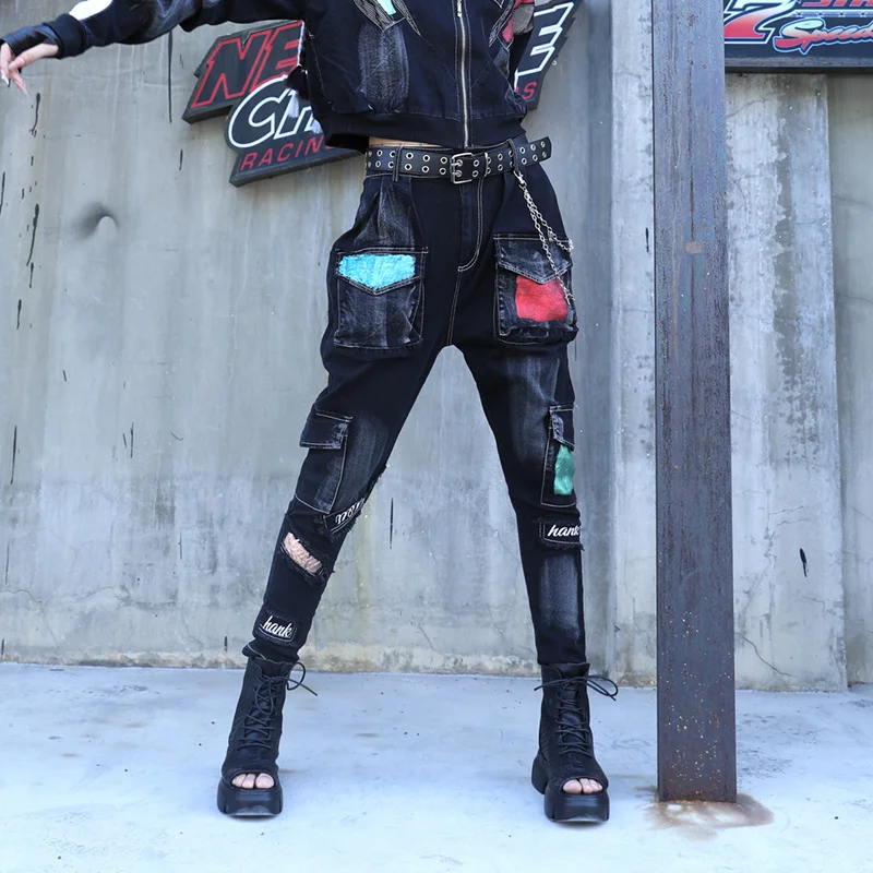 

#3025 черные облегающие джинсы для женщин весна-осень длинные брюки с высокой талией дамские уличные брюки-карандаш джинсовые брюки для девоч...