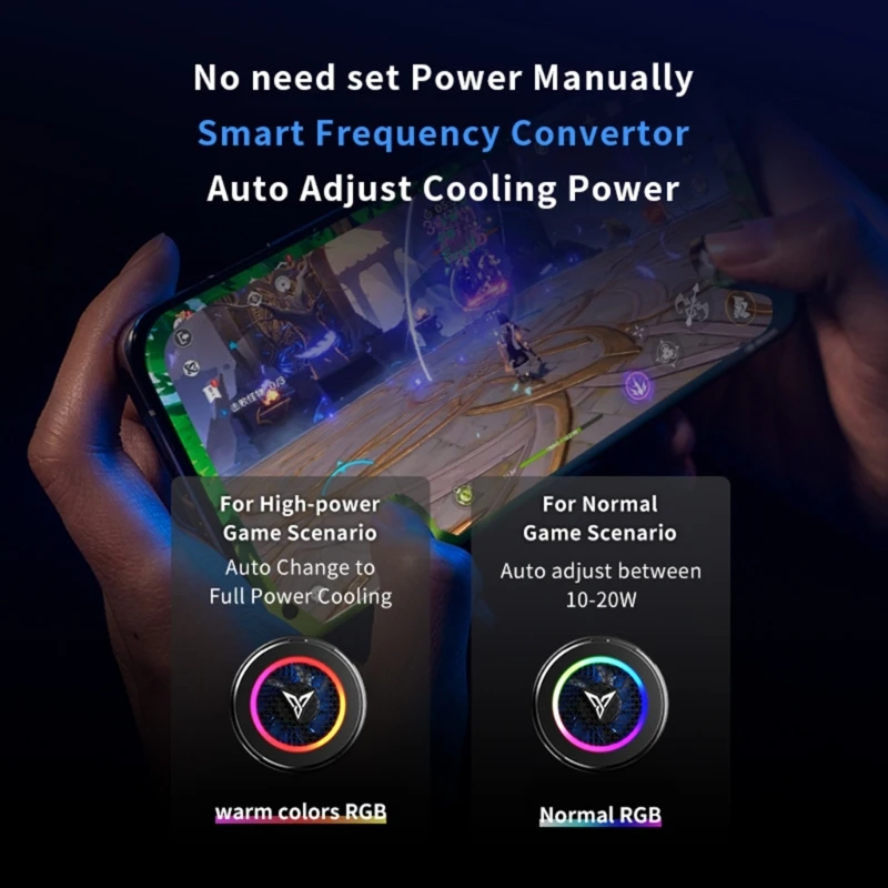 

Радиатор для сотового телефона 587D Flydigi B6X, 20 Вт, полупроводниковый радиатор для сотового телефона, система быстрого бесшумного охлаждения с RGB-подсветкой