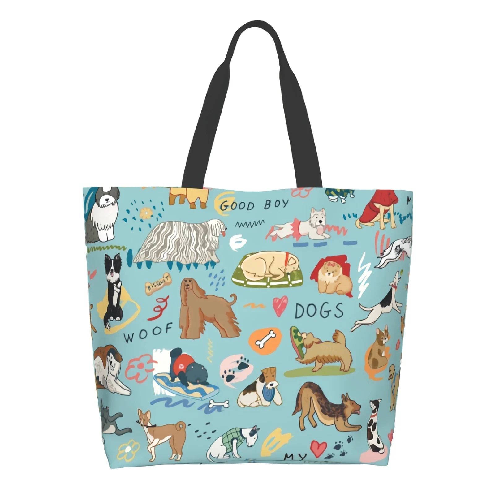 

Сумка для покупок с забавными собаками, многоразовый милый тоут, повседневная легкая вместительная сумочка на плечо для милых собак