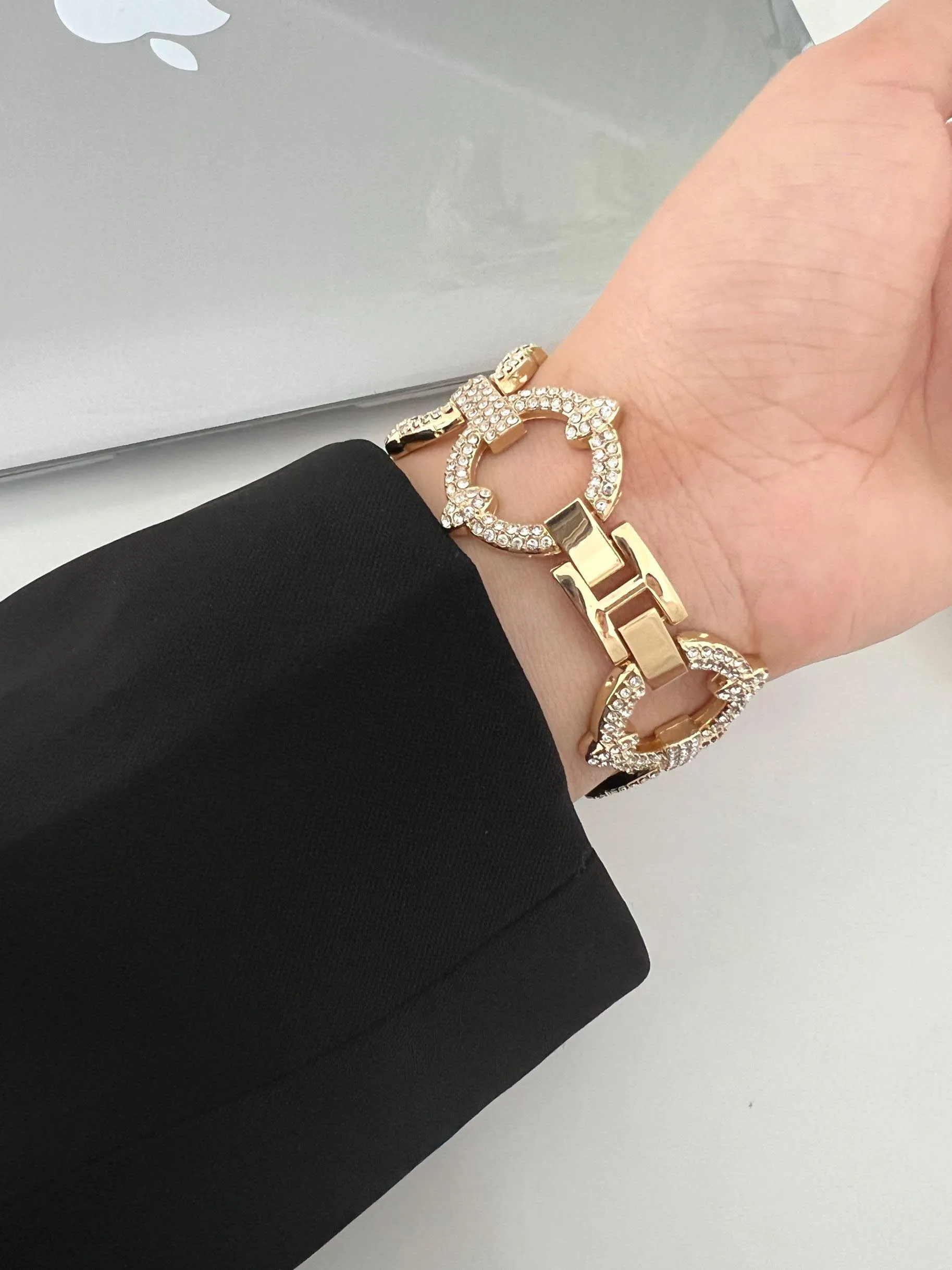 Diamond Bracelet For Apple Watch Metal Band 8 7 41/45mm 38/40/42/44mm Ultra 49mm Luxury Stainless Steel For iWatch Series6 5 4 3