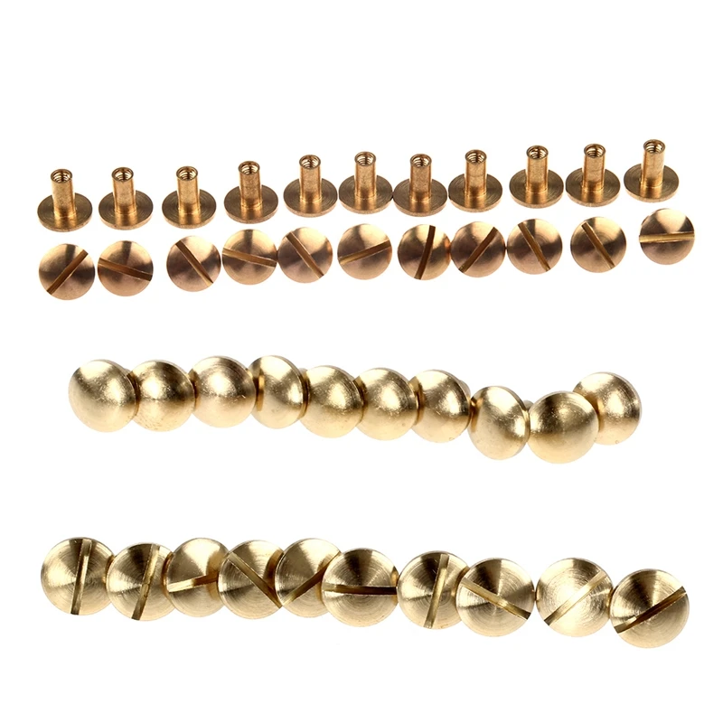 

Arc Solid Brass Button Stud Screw Nail Screw Back Leather Rivet Belt 10 PCS 6Mm & 10 PCS 8Mm