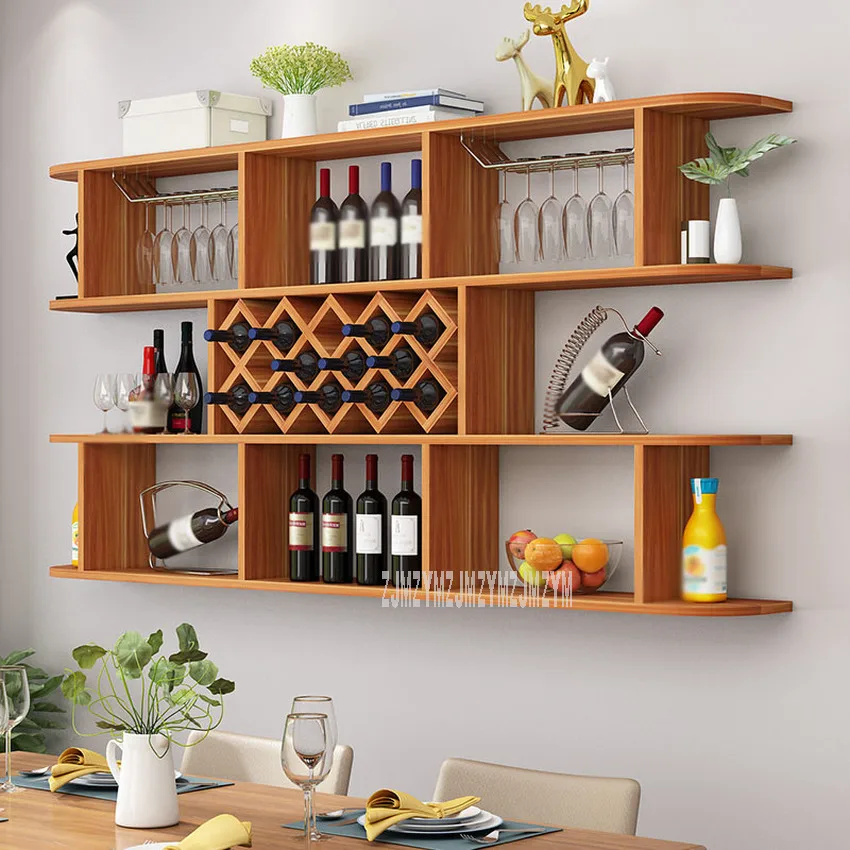 Настенная полка для винных бутылок длиной 180 см в стиле ретро современного многоуровневого органайзера из дерева для гроздей винограда.