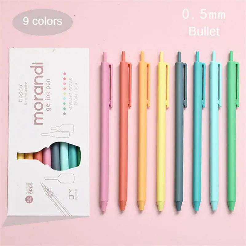 

Candy Color Gel Pen 70g Student Simple Hand Account Pen 9-color Pen Set Pen Morandi Press Simple Colored Pen Plastic Take Notes