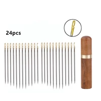 24pcs blind needle elderly needle side hole hand household sewing stainless steel sewing needless threading clothes sewing 4 9