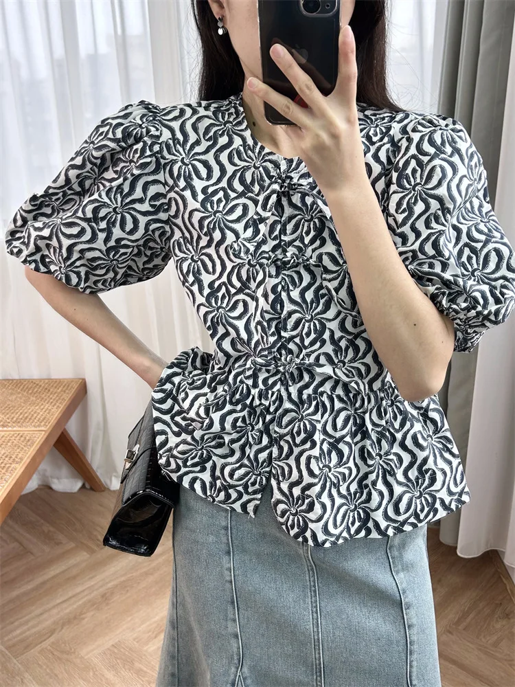 Женская винтажная рубашка с леопардовым принтом хлопковый топ на шнуровке