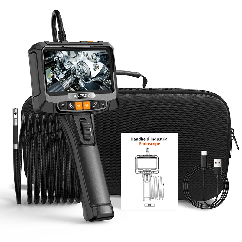 

Anesok S10 180 Degree Endoscope Handhold Drain Pipe Inspection Camera Professional Atuo Examination Borescope Camera