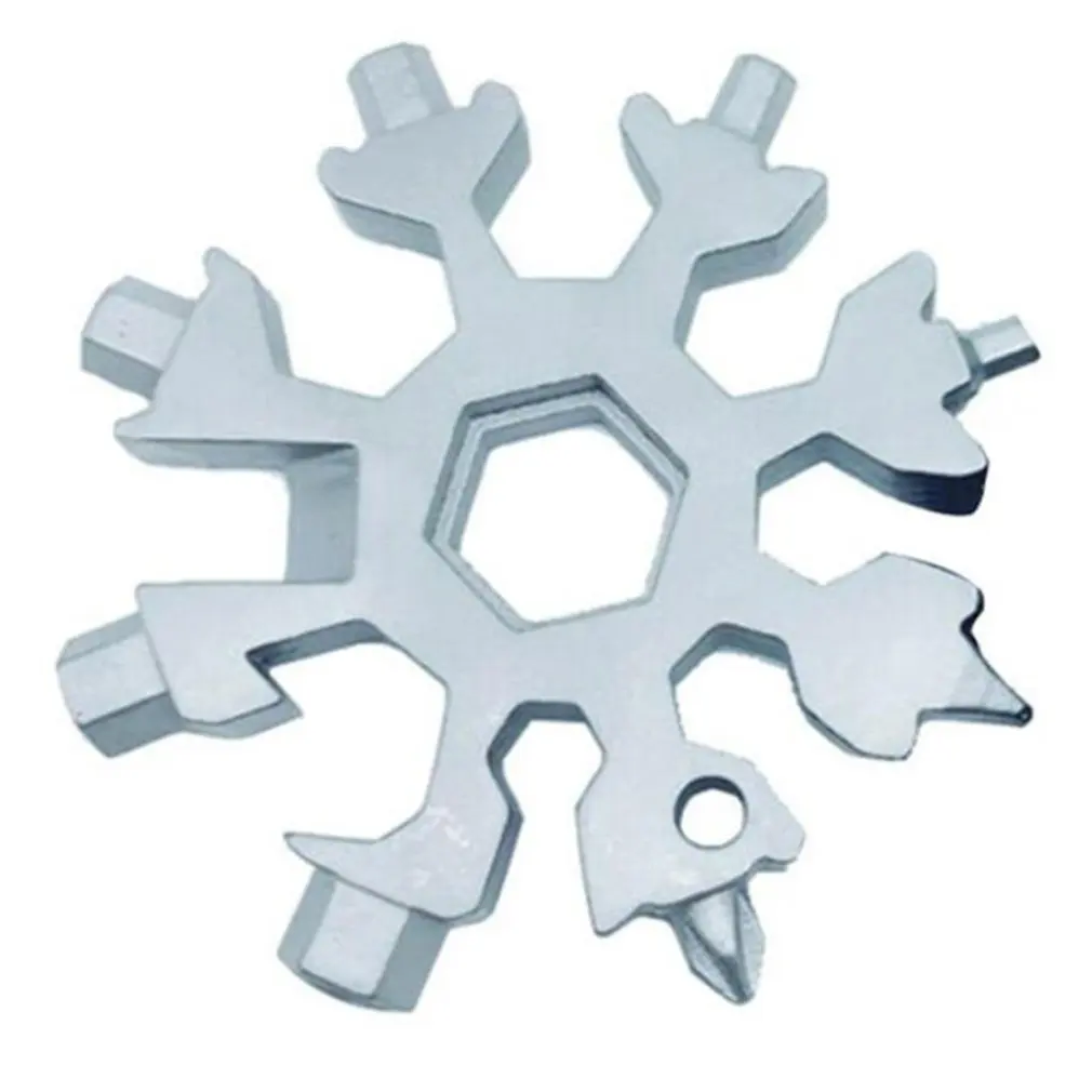 

19-in-1 Snow Keychain Tools Multi-tool Wrenches Combination Stainless Steel Snow Shape Outdoor Portable Snowflake