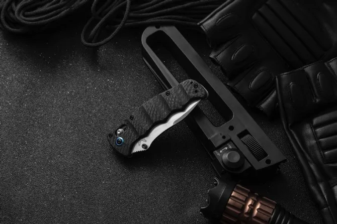 Benchmade484s-1 Tactical Folding Knife M390 Blade Stone Washing Carbon Fiber Handle  Survival Safety Pocket Knives EDC Tool enlarge