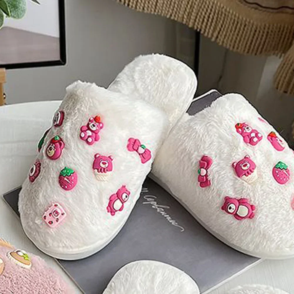 

Sanrio Plush Slippers Lovely Women Home Winter Slippers Anime Cotton Indoor NonSlip Cute Bear Slippers Couples Christmas Gifts