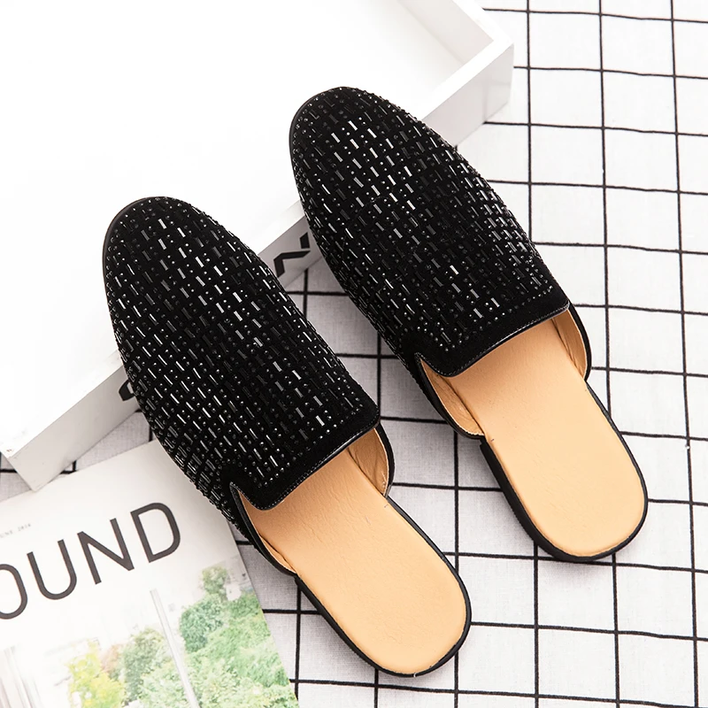 

Hot Sale Half Slipper Men Loafers Fashion Lazy Boat Shoes Male Comfortable Slip on Muller Shoes Personality Leather Half Drag