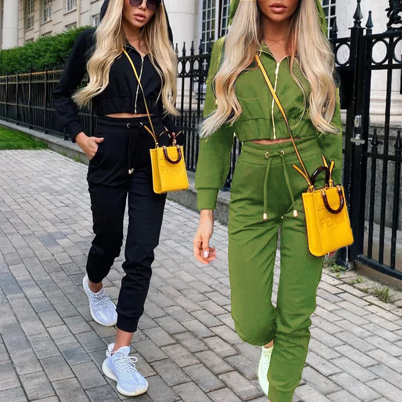 

2022 Autumn Women's Long Sleeved Casual Hooded Sports Suit Two-Piece
