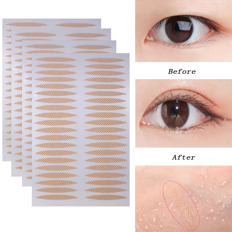 240pcs Lace Invisible Double Eyelid Waterproof Sweatproof Non-reflective Self-adhesive Natural Eyelid Stickers Eye Makeup Tools
