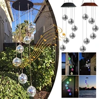 color changing disco mirror ball lamp solar powered wind chime mobile hanging light for garden landscape pathway festival d v2y5