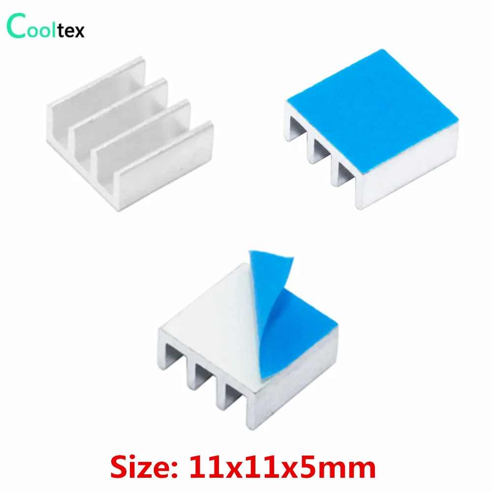 Алюминиевый радиатор 11x11x5 мм, 30 шт., радиатор, радиатор, охлаждающий кулер для электронного чипа, 3D-принтера с теплопроводящей лентой