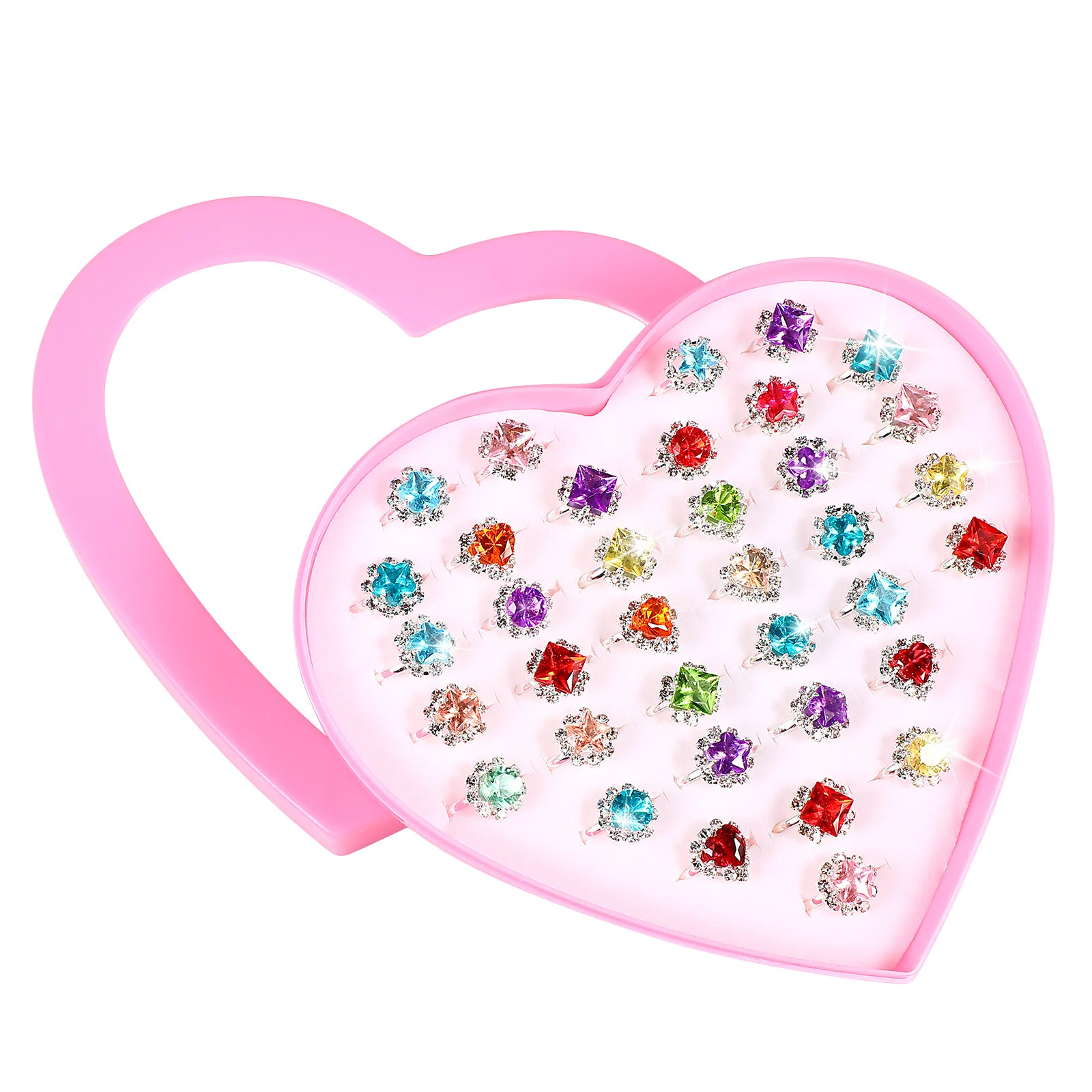 

36 Pcs Accessories Kids Rings Decor Girl Pretend Play Costume Toy's Girls Jewelry Toys Rhinestone Children