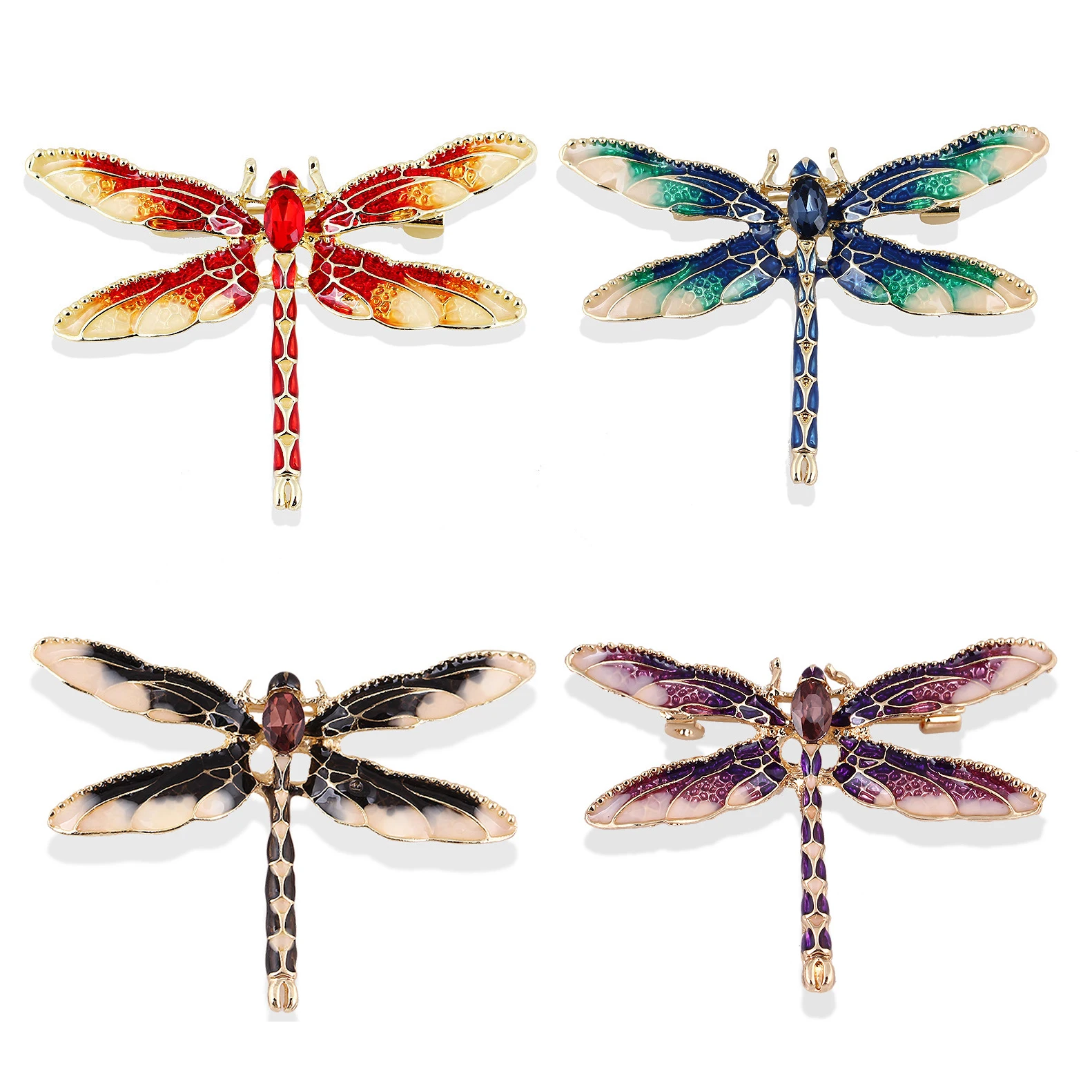 

Crystal Dragonfly Brooch Handmade Rhinestone Alloy Drip Oil Enamel Insect Clothing Accessories Backpack Brooch Lapel Pins