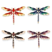 crystal dragonfly brooch handmade rhinestone alloy drip oil enamel insect clothing accessories backpack brooch lapel pins