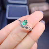 meibapj natural emerald gemstone geometry ring for women real 925 sterling silver charm fine wedding jewelry