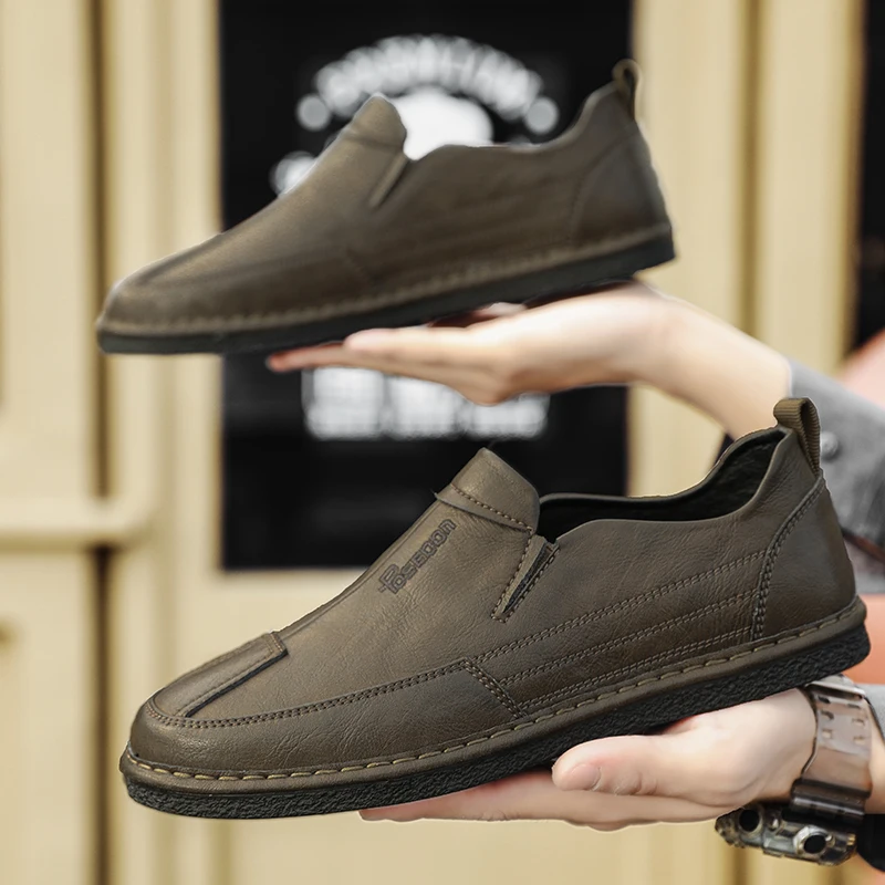 

High Quality Hand Sewn Business Casual Leather Shoes Spring New Men's Casual Shoes Fashionable Comfortable Soft Sole Men's Shoes