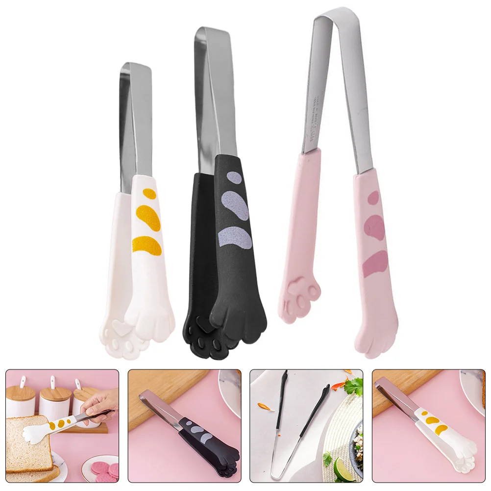 

3 Pcs Clip Outdoor Accessory Barbecue Bbq Tong Supply Convenient Cooking Stainless Steel Tongs Salad Portable