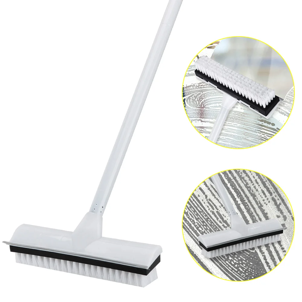 

Rubber Scraper with Long Handle Floor Scrub Brush Stainless Metal Handle Scrubber with Stiff Bristles Adjustable Carpet Brush