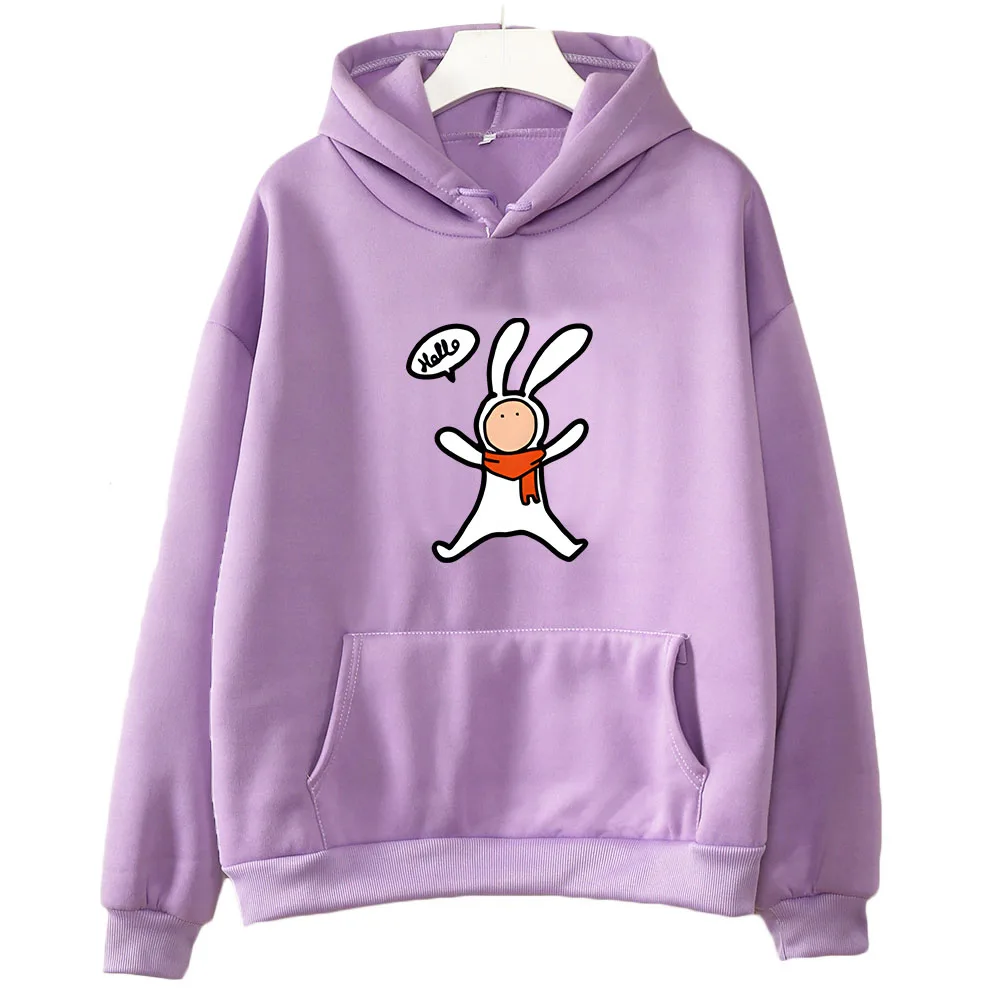 

Anthony Rabbit Buer Say Hello Cartoon Hoodie WOMEN Kawaii/Cute Anime Clothes Sweatshirt Harajuku Aesthetic Autumn/Winter Fashion