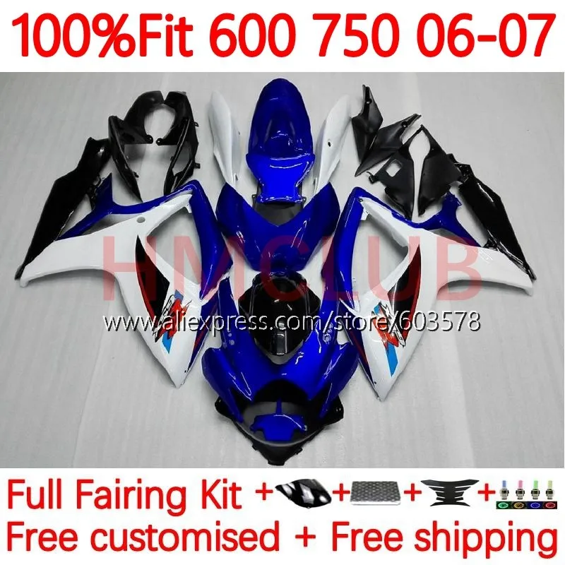 

Инъекция для SUZUKI GSXR 600 750 CC GSXR-750 K6 GSXR750 GSXR600 2006 2007 750CC GSXR-600 06 07 обтекатель OEM 93No.35 глянцевый синий