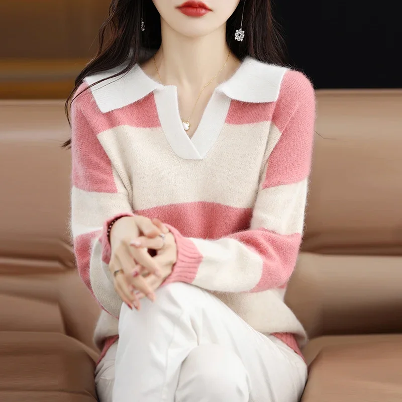 Женский кашемировый свитер WinvyNee с воротником-поло